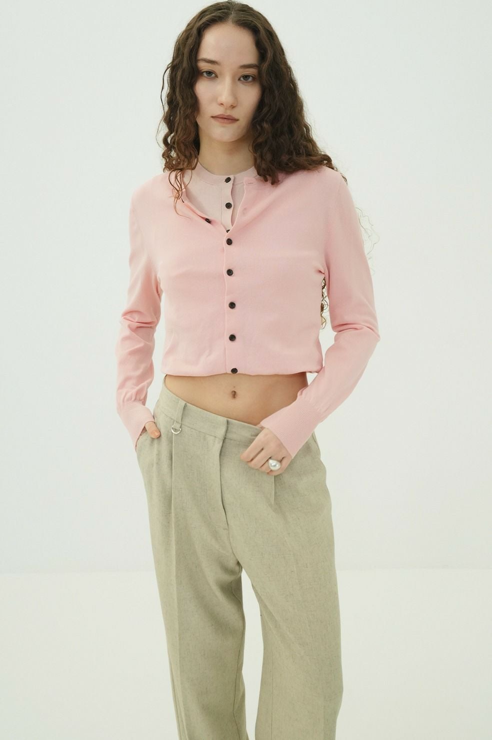 正規品　CLANE W LAYERED KNIT CARDIGAN ピンク　2 CLANE（クラネ） カーディガン 「CLANE/クラネ」W LAYERED KNIT