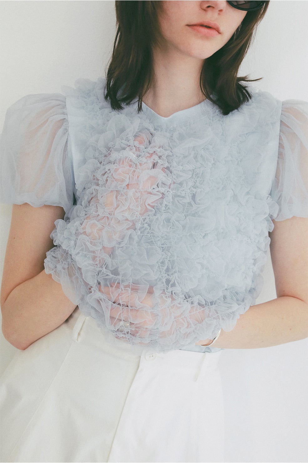 TULLE VEST LAYERED TOPS 10105-1173｜CLANE クラネ通販