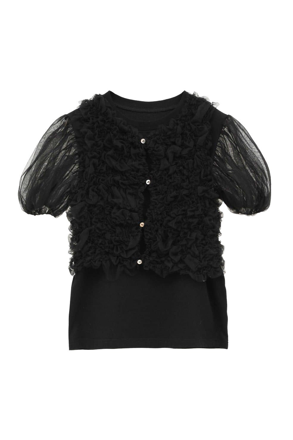 TULLE VEST LAYERED TOPS 10105-1173｜CLANE クラネ通販