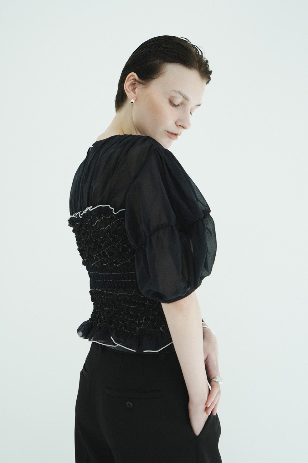 COLOR STITCHED SHIRRING TOPS 11122-4263｜CLANE クラネ通販