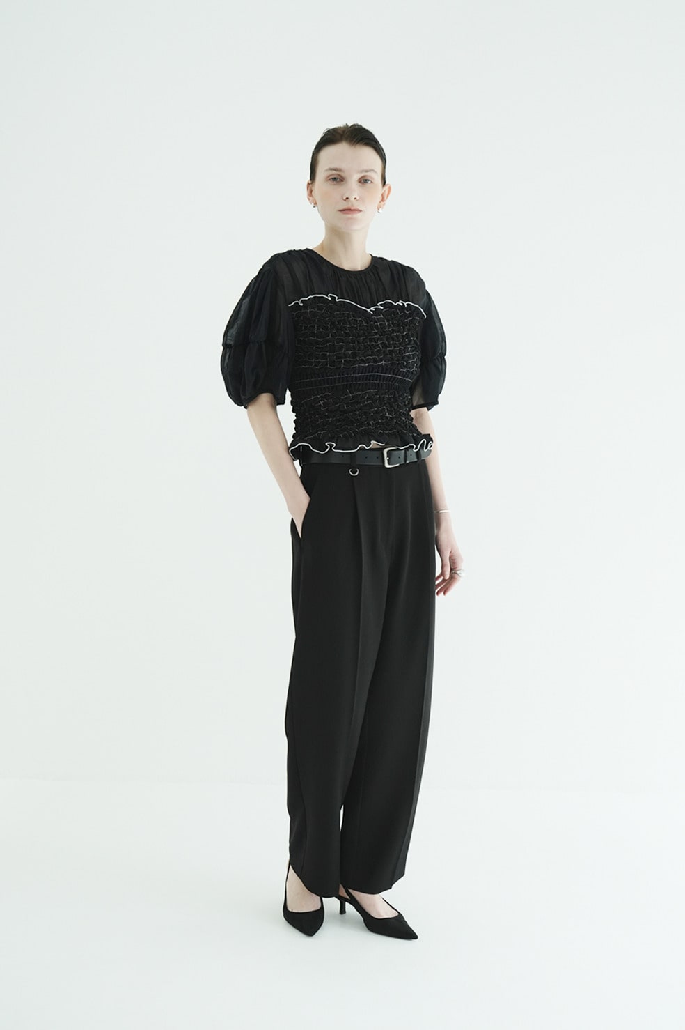 COLOR STITCHED SHIRRING TOPS 11122-4263｜CLANE クラネ通販